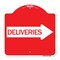 Signmission Designer Series Deliveries W/ Right Arrow, Red & White Aluminum Sign, 18" x 18", RW-1818-24362 A-DES-RW-1818-24362 - alternate 1